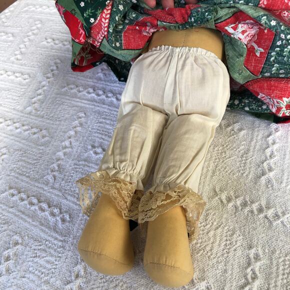 Handmade Country Christmas Moose Doll 16” Patchwork Lace Dress Farmhouse Decor - Picture 10 of 16